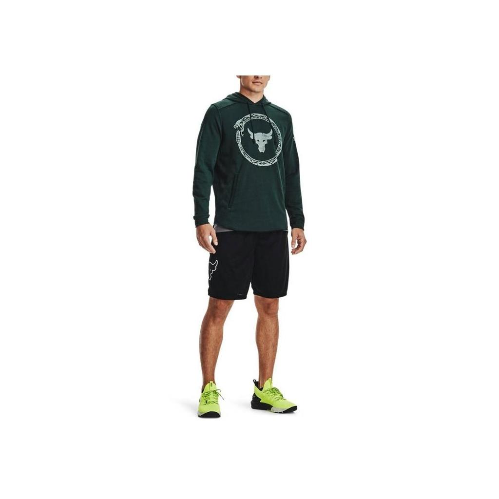 Under Armour Project Rock Logo Print Training Hoodie Men Green 1361747-384