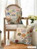 Food Fruits Desserts Puzzle Pattern Cushion Cover Natural Linen Organic Fabric Double-Sided Printing Breathable For Home Decor