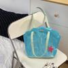 Korean  Pvc Shell Shoulder Bag Ins Style Girly Blue Transparent Handbag Female Waterproof Portable Tote Bags