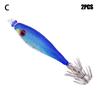 2pcs 2022 Luminous Jigs Lead Sinker weave Squid Hook Wood Shrimp Lures Fishing Tackle Octopus Bait