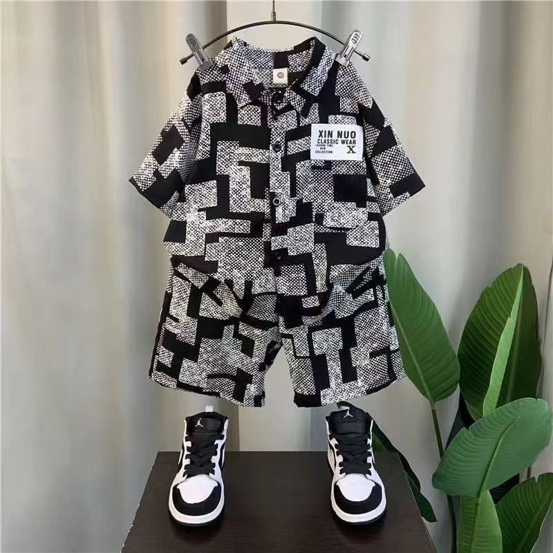 Children's Set Children's Top and Bottom Clothes Set Two Pieces Summer Outfit for Kids Boys Loungewear Outfit