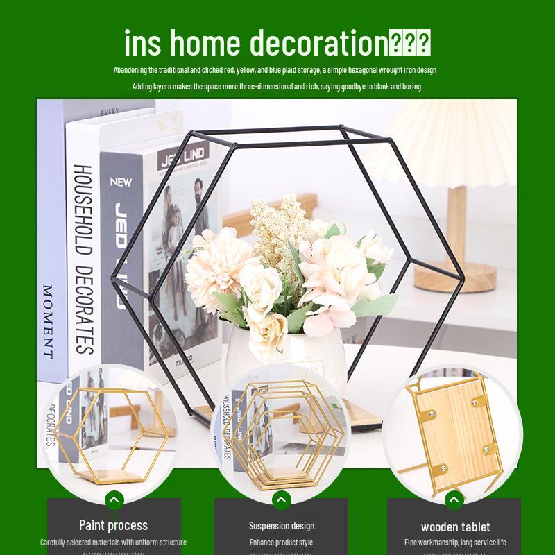 Hexagonal Wall-Mounted Storage Shelf for Living Room or Bedroom