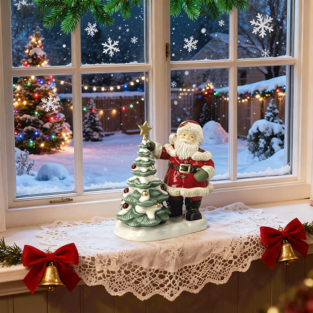 Classic Resin Santa Claus Miniture Statue Desktop Cabinet Ornament Crafts Christmas Atmosphere Gift Party Present