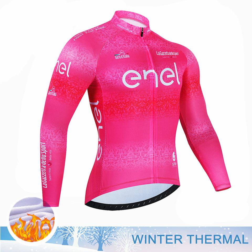 Bike Suit Tour De Italia Giro Winter Thermal Fleece Long Sleeve Cycling Jersey Set Bib Pants Ropa Ciclismo Bicycle Clothing MTB