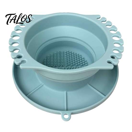 Cosmetic Brush Cleaning Bowl Silicone Paint Cleaner Cup, with Texture, Foldable Compact Art Washer for Painting Cleaner, Watercolor And Makeup