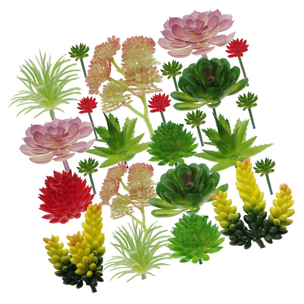 

24 шт. Имитация суккулентов Имитация декора растений Искусственные растения для улицы Искусственный пластик 7.00X5.00X5.00CM