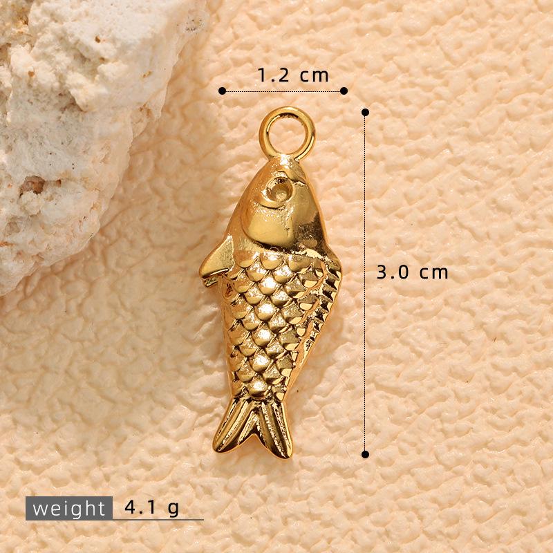 Goldener Fischgräten-Anhänger aus Edelstahl: Süßer Anhänger für DIY-Armbänder, Halsketten, Ohrringe