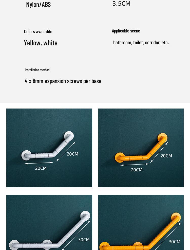 L-Shaped 135° Non-Slip Safety Handrail for Bathrooms and Corridors