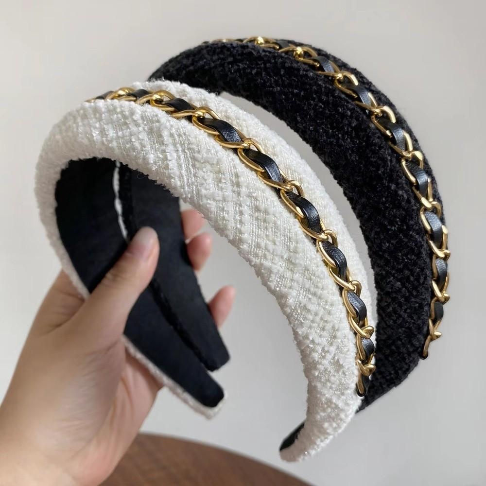 Non Slip Headbands for Women Wide-Brimmed Hair Band Fashion Chain Hairbands Daily Use