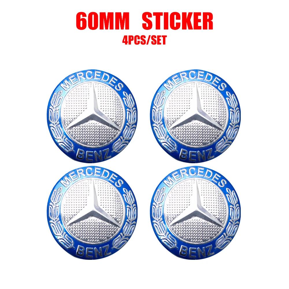 56/60/65mm Aluminum Auto Wheel Center Cap Stickers Benz Badge Tire Accessories For Mercedes Benz G S R C E B A Class E300 S200