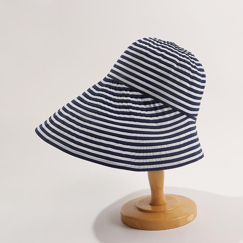 Spring Summer Hats For Women Sun Hat Foldable Striped Black White Wide Big Brim Sun Hat Female Outdoor Sunhat Travel Casual New