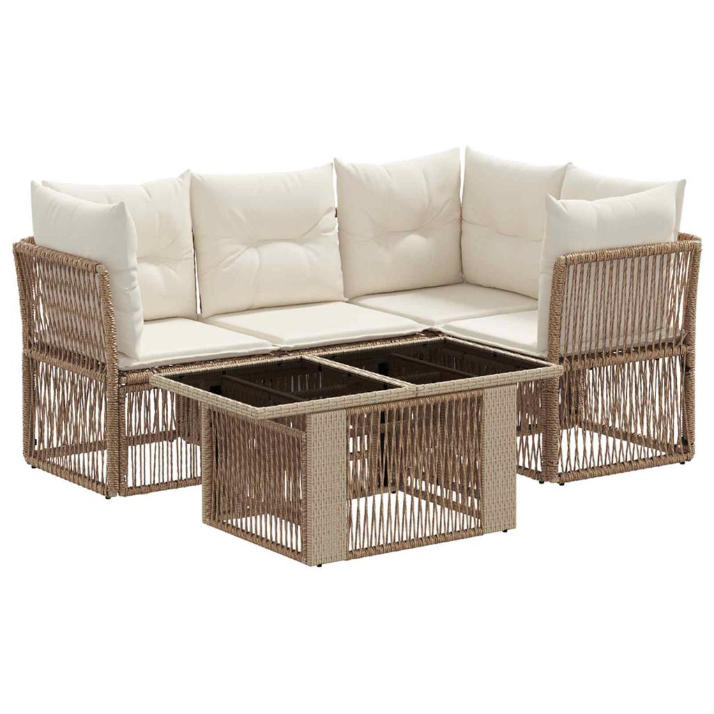 Garden Sofa Set 5 pcs Beige Poly Rattan
