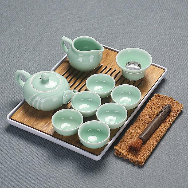 10-Piece Celadon Ceramic Kung Fu Tea Set
