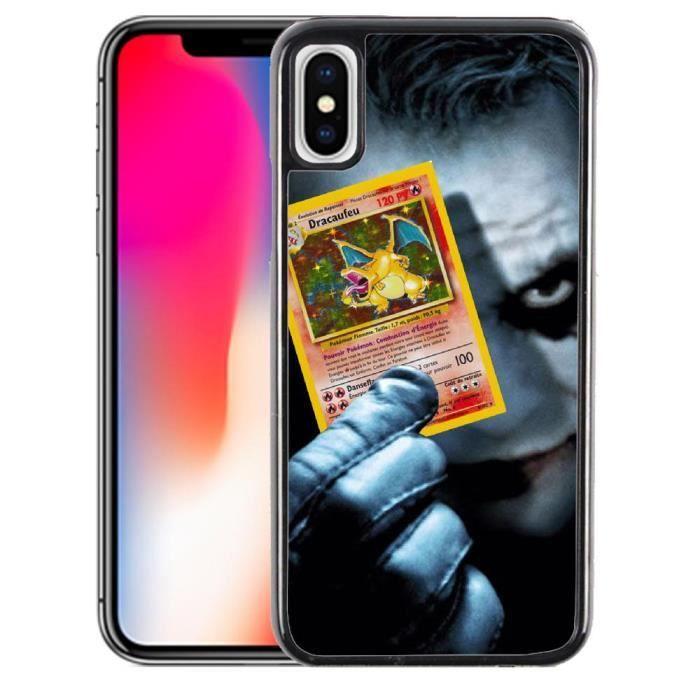 Coque iPhone XS Batman Joker carte Pokémon Dracafeu