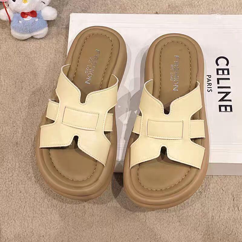Thick-soled Silver Cool Slippers for Women's Summer Wear 2025 New Models with Skirts, Anti-skid Sandals for Stepping On Shit, Beach One-word Drag