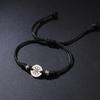 Vintage Round Leather Cord Pendant Necklace With Unique Fingerprint Design Bohemian Statement Jewelry For Women