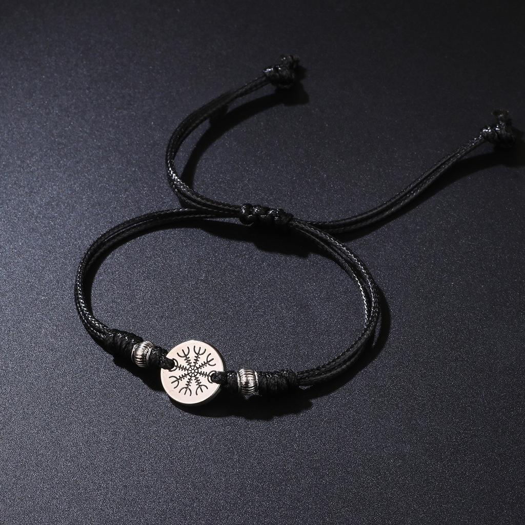 Vintage Round Leather Cord Pendant Necklace With Unique Fingerprint Design Bohemian Statement Jewelry For Women