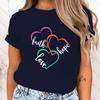 (High Quality Clothes)Funny Breast Cancer Awareness Faith Hope Love Letter Printing T-Shirts For Women Summer Tee Shirt