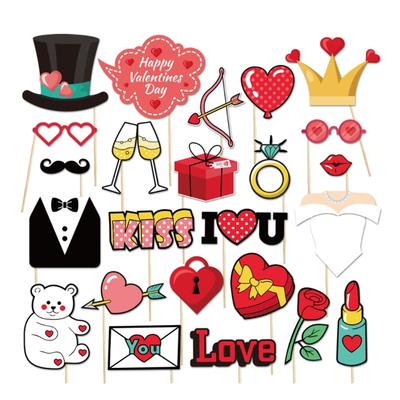 Valentinstag Fotokabinen Requisiten, Romantischer Valentinstag Selfie Fotokabine Bilderrahmen und Valentinstags Foto Requisiten