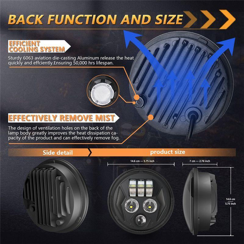 NEW-5.75" LED Motorcycle Headlight For Iron 883, Dyna, Wide Glide, Forty Eight, Super Glide, Nightster Daytime Running Light