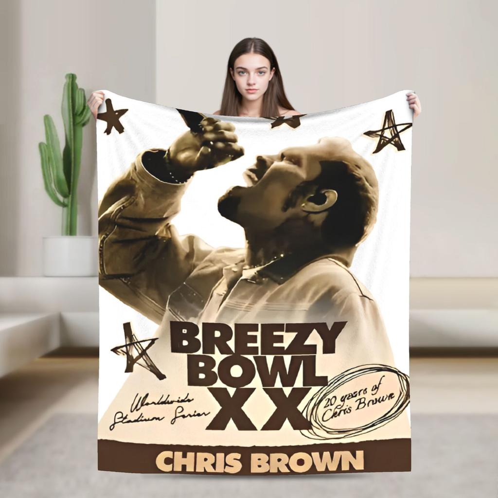 Warm Blanket Travel Chris Brown Breezy Bowl XX Bedding Throws Flannel Bedspread For Outdoor Novelty Sofa Bed Cover