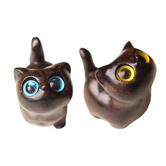 Sculptură Pisică Neagră Făcută Manual Sculptură Pisică Mică Desen Animat Figurină Pisică Rustic Mini Decor Casă Drăguț Cadou pentru Iubitorii de Pisici Colecționari