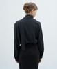 VEM.VER Long Sleeve Tie Blouse_Charcoal