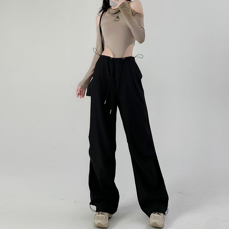 

Американские комбинезоны женские брюки высокого класса женские весенне-осенние спортивные брюки с высокой талией и широкими штанинами прямые повседневные спортивные брюки XL