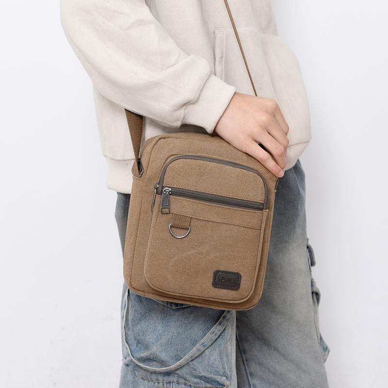 Solid Color Outdoor Travel Bag Men's Shoulder Bag Waterproof Wear-Resistant Large Capacity Crossbody Bag