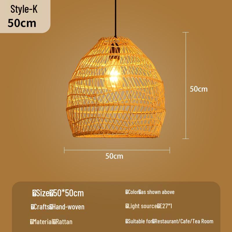 Bamboo Woven Lantern Light for Chinese Restaurant or Teahouse - Rattan Straw Hat Pendant Light