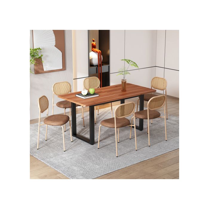 Ensemble De Chaises - MUVOE - Lot De 4 - Dossier En Rotin - Pieds En Métal - Confort Ergonomique