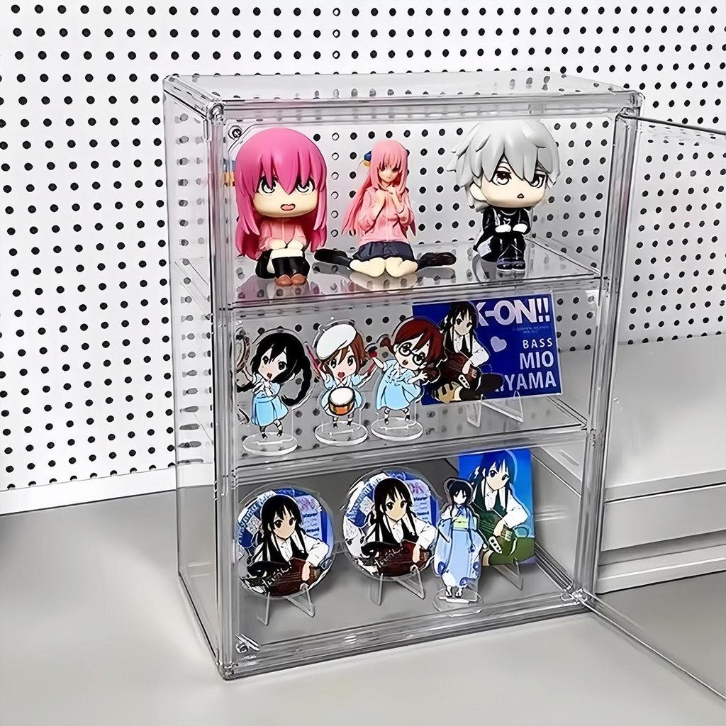 Clear Acrylic Multi-Layer Desktop Storage Display Case with Dustproof Protection for Figures and Badges