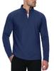 [MAGCOMSEN] Men's Long-Sleeve Sweatshirt, Autumn Wear, Warm, Golf Wear, Half-Zip, Stretch, Cold Weather Clothing, Innerwear, Warm Winter Clothing, Nav
