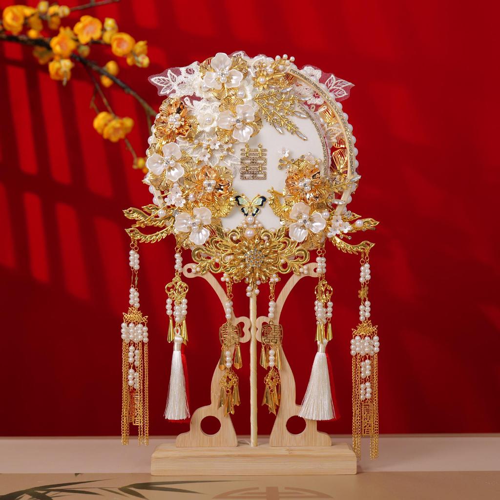 Qing Que 2025 Double-Color Round Fan Kit: DIY Wedding Gift for Bride