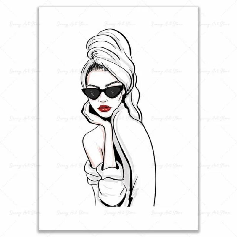 Fashion MakeUp Lipstick Mascara Nail Polish Canvas Painting Beauty Salon Poster Eyelash Red Lips Girl Wall Art Home Decor