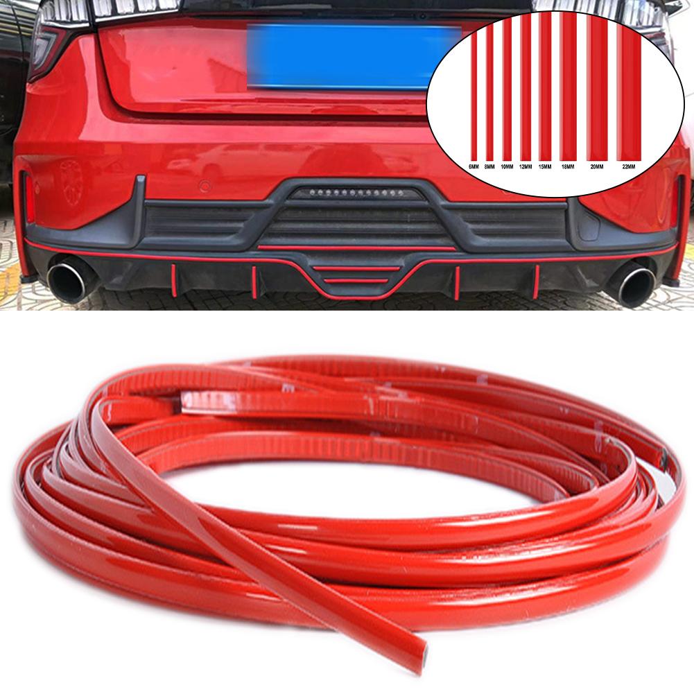 Car Exterior Body Protective Strip Door Bumper Moulding Styling Trim Sticker Red 6mm 8mm 10mm 12mm 15mm 20mm 22mm