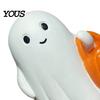 Holiday Ghost Ornament Halloween Holding Pumpkin Figurine, Spooky Statue with Decoration Night Light, Resin for Desk Tabletop Centerpiece
