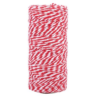 100m Cuerda de Hilo de Algodón Doble Color Hecha a Mano Decoración(rojo blanco)