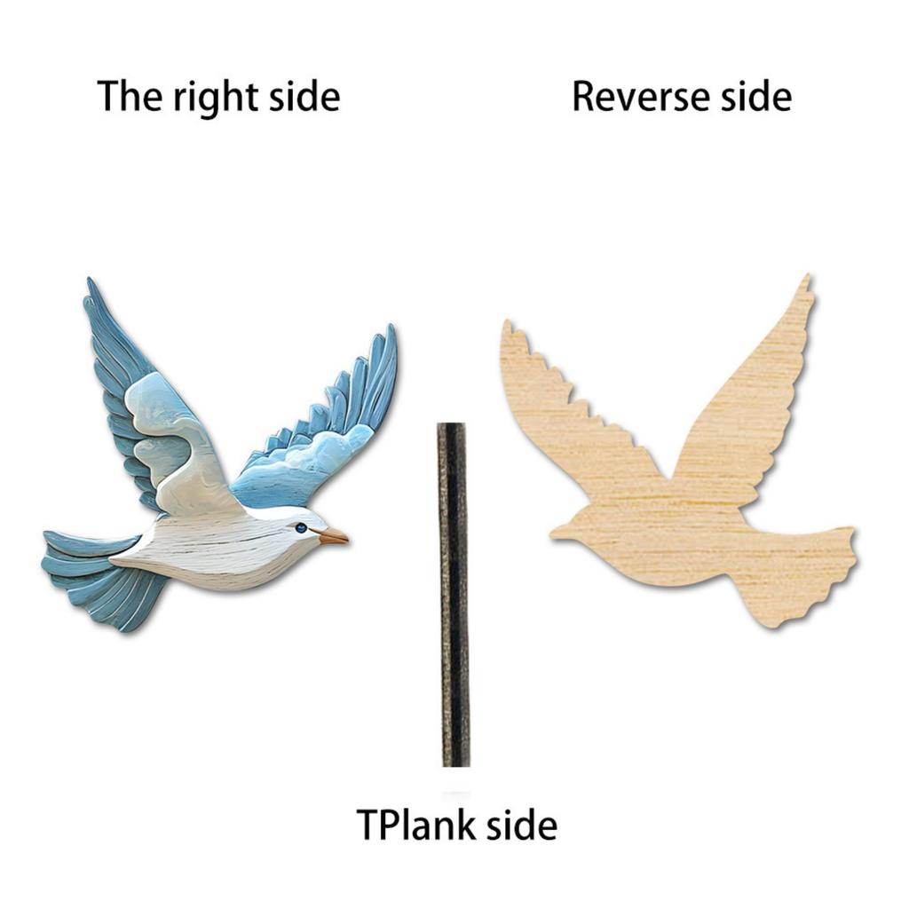 Blue  Flying Four-Piece Wooden Wall Hanging Decorative Plaque For Home Decoration And Photo Wall