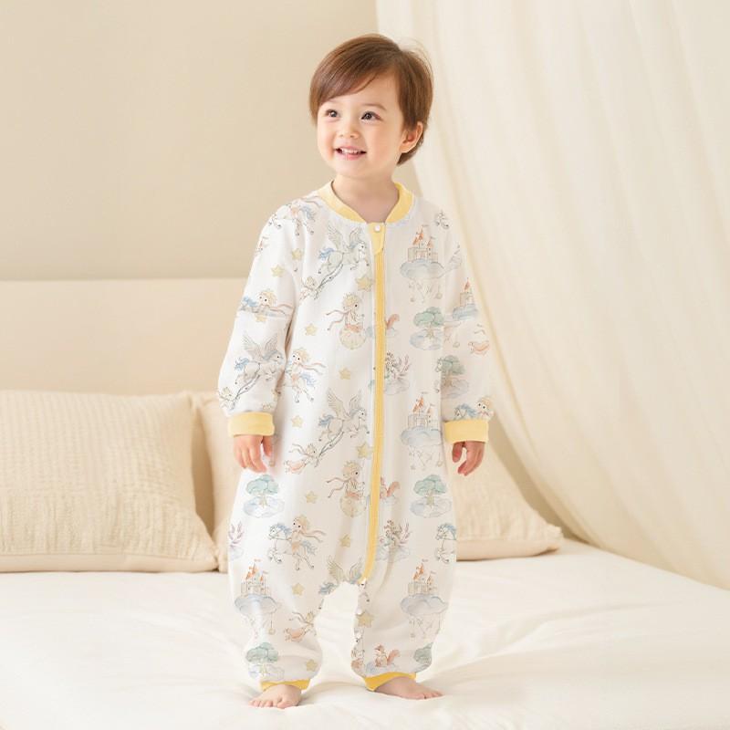 Cotton Toddler Sleepsuit With Zipper Leg Separation Anti-Bacterial A-Class Cartoon Print Winter