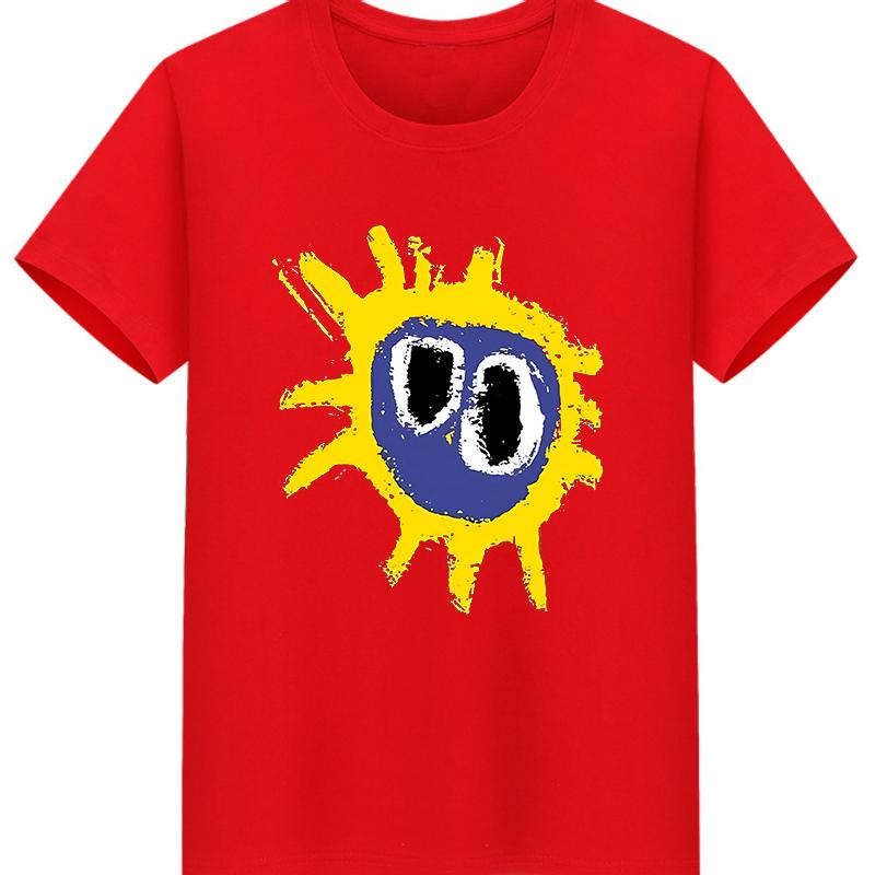 cotton 100% men t shirt for summer PRIMAL SCREAM RETRO SCREAMADELICA rock band red t-shirt men summer t-shirts men and women S