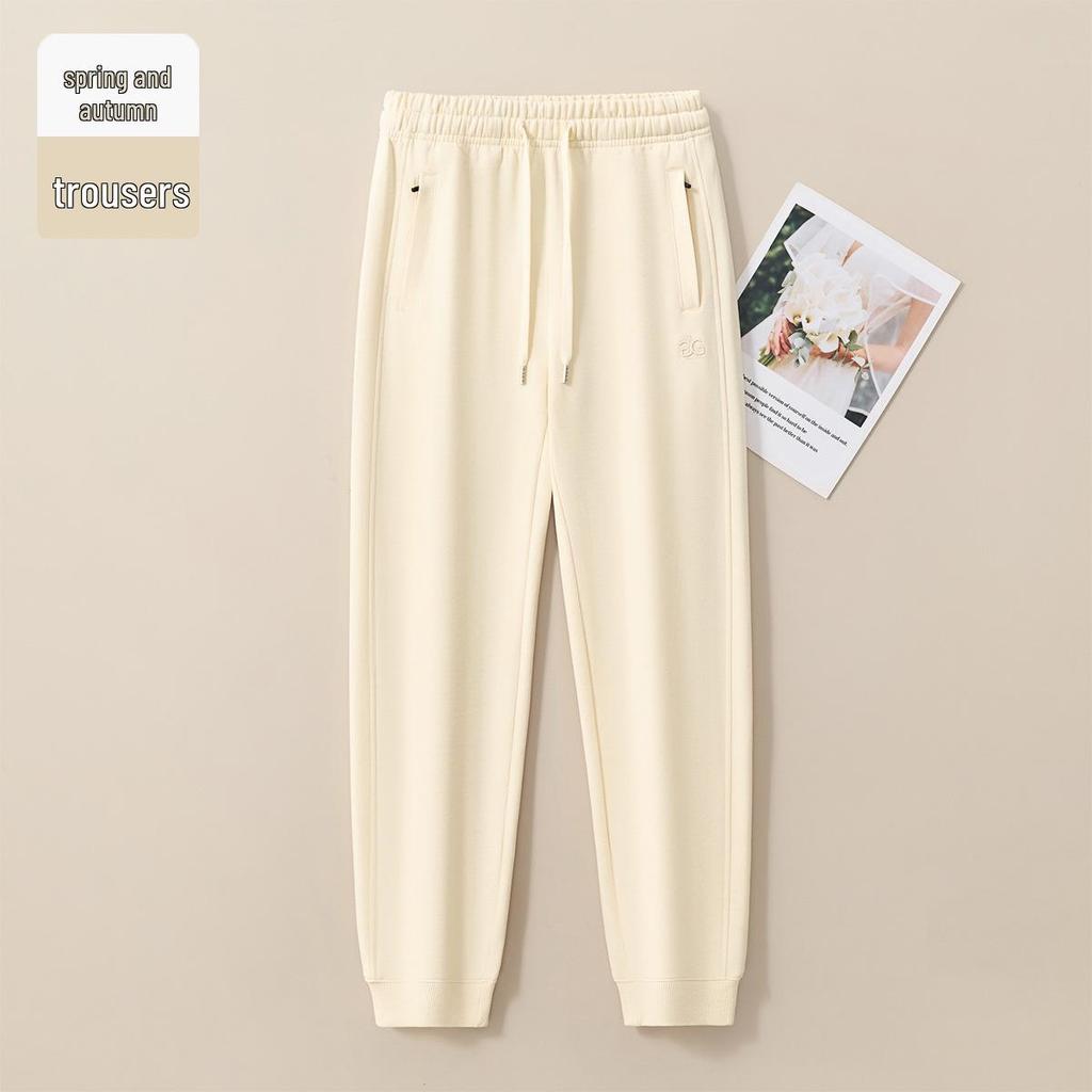 GAGN Women's Pure Cotton Thin Harem Sports Pants - Petite Spring/Autumn Straight-Leg Cuffed Sweatpants (2025)