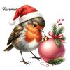 Removable Glass Stickers Christmas Bird Window Cling, Static Sticker with Santa Hat And Bauble, Decorative Wall Art Waterproof UV-Resistant Decal for