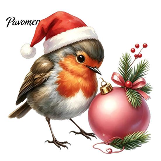 Removable Glass Stickers Christmas Bird Window Cling, Static Sticker with Santa Hat And Bauble, Decorative Wall Art Waterproof UV-Resistant Decal for