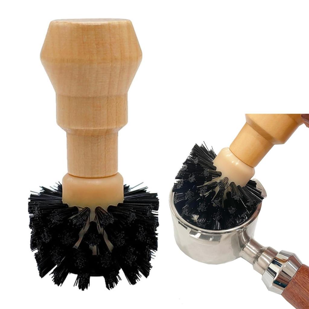 Kasanidika Coffee Coffee Portafilter Wooden and Nylon Cleaning Brush for Coffee Effective Cleaning Easy to Convenient Brush, Brush, 58mm, Grinder,