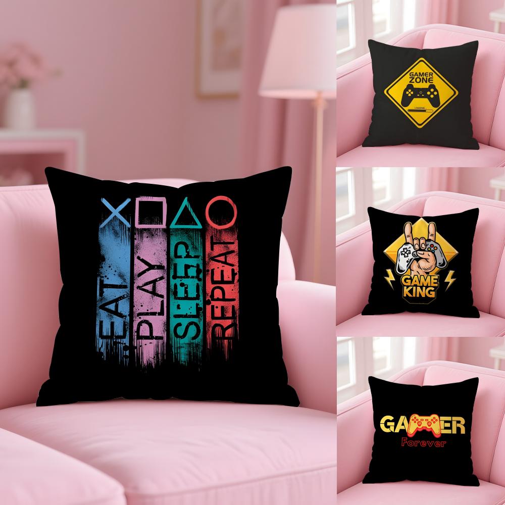 Gamer Forever Funny Best Pillow Case Plush Fabric Soft Double-Sided Printed Sofa Warm Winter Home Gift Cushion Cover