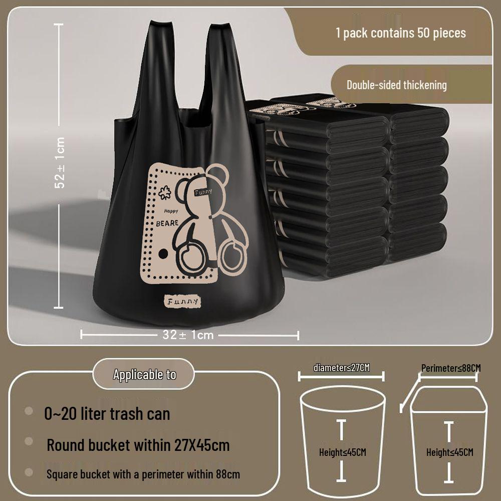 

Thickened PE Garbage Bags for Home, Office, and Kitchen – Handheld and Durable 32*52cm, 50 pcs per roll