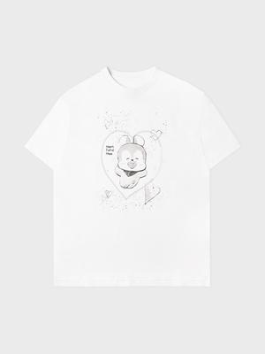 BT21 MANG Podstawowa Streetowa Koszulka z Krótkim Rękawem Biała