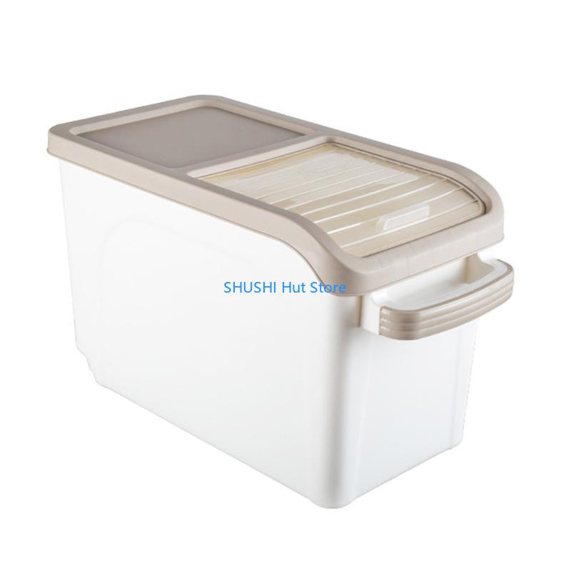 Rice Storage Container 10kg with Visible Window and Pulley for Home Kitchen Thick Rice Storage Box Large Capacity Grain Box D57B