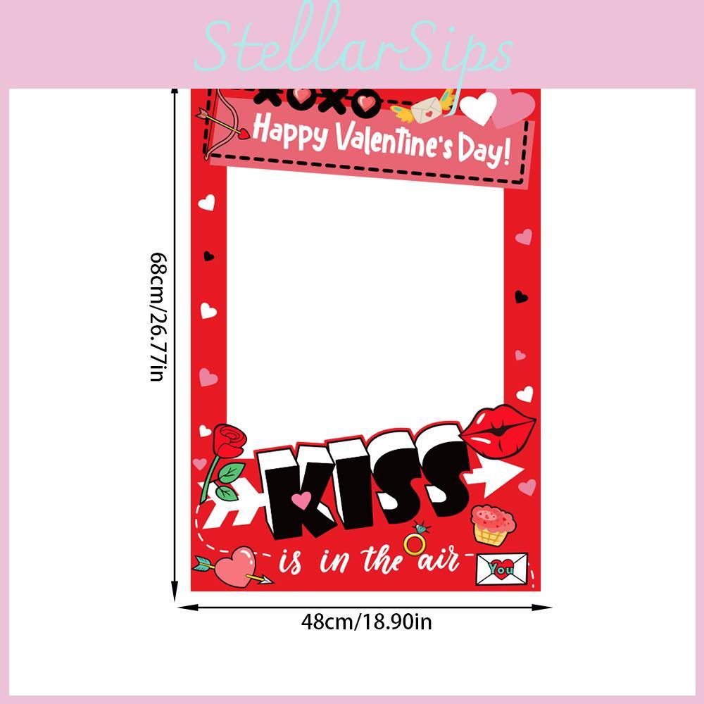 Day Photo Valentines Booth Decor Kit With Paper Frames For Kids Adults Fun Photo